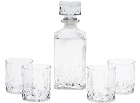 Eksklusivt whiskeysett med 4 glass og karaffel – nyt med stil!