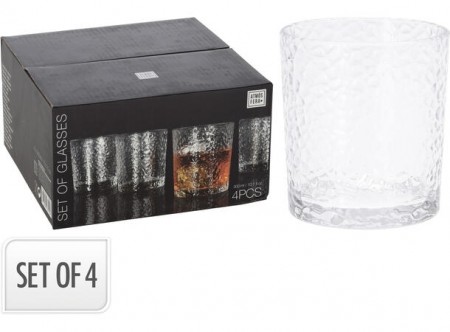 Vannglass med mønster – 4-pk à 300 ml