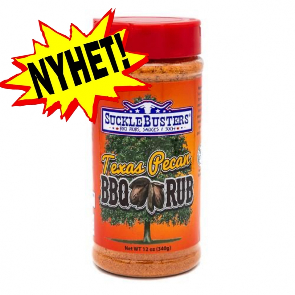 SuckleBusters Texas Pecan BBQ Rub – Søt, mild og full av Texas-sjarm
En balansert blanding med hint av røkt BBQ og nøtteaktig pecan-sødme.