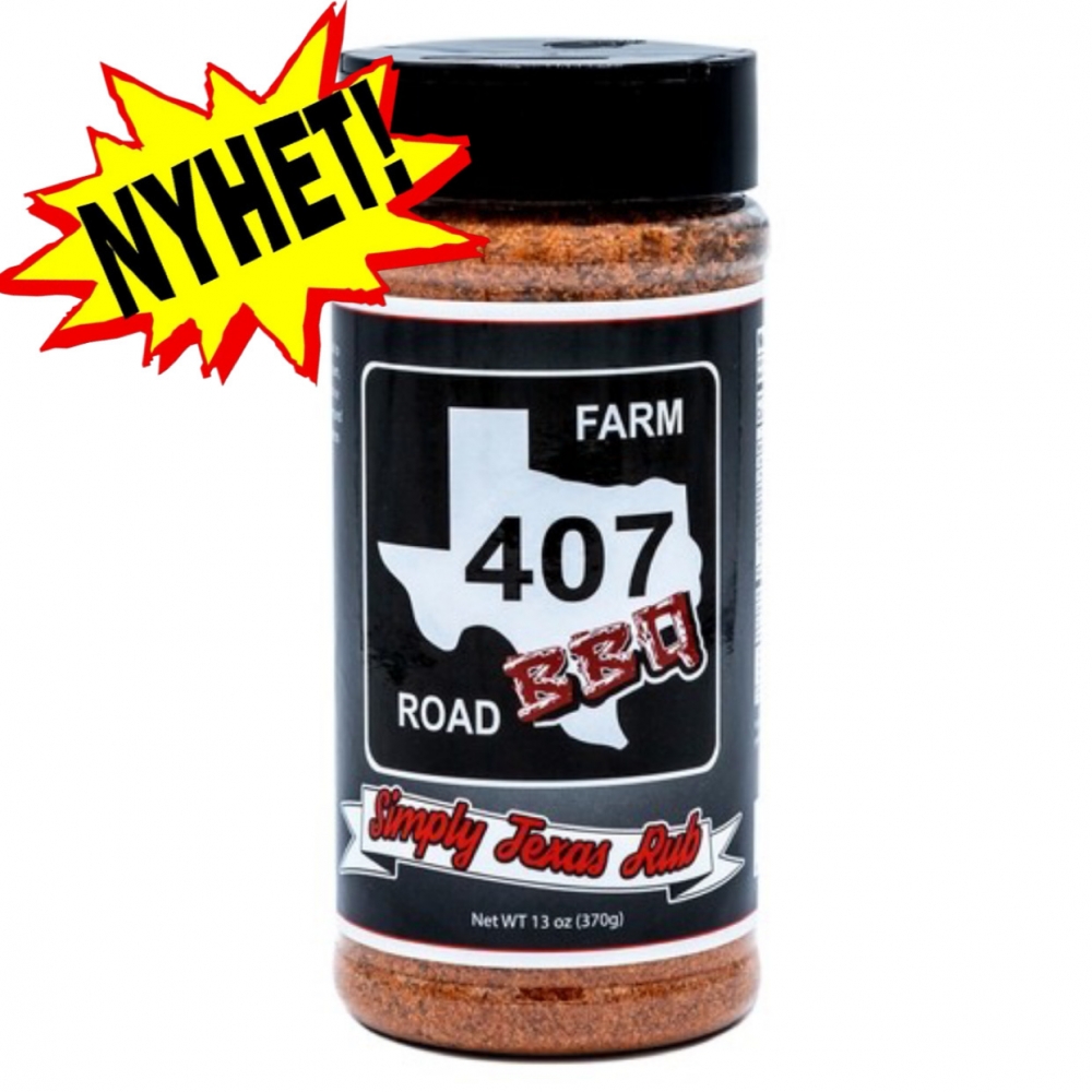 407 BBQ Rub fra Texas’ beste grillrestaurant!
Original rub fra prisvinnende 407 BBQ i Dallas–Fort Worth. Autentisk Texas-smak – uten kompromiss.