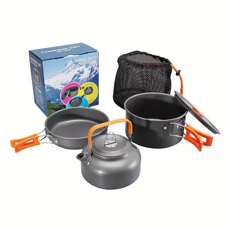 Camping Kokesett 3 deler – Gryte, Stekepanne og Kaffekjele