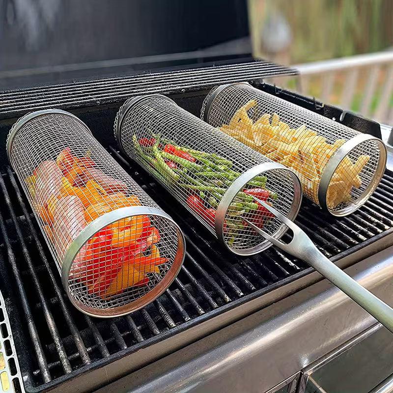 Grillkurv 30 cm med avtakbart trehåndtak