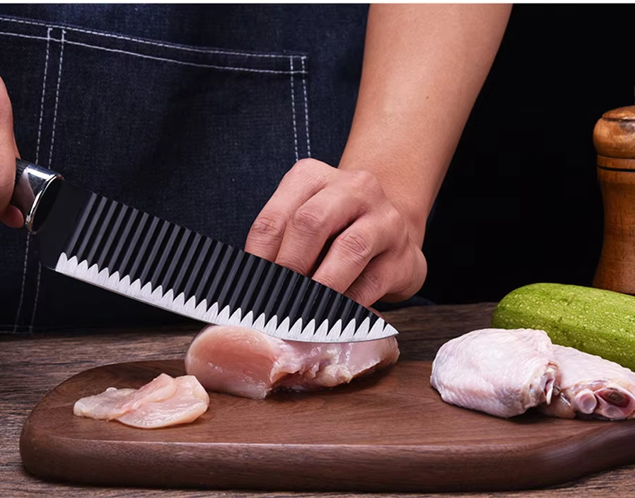 Grill og Fritid Knivsett 6-deler – kjøkkenkniver med diamantmønstret stål