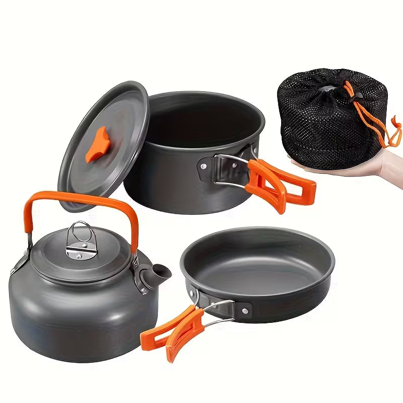 Camping Kokesett 3 deler – Gryte, Stekepanne og Kaffekjele