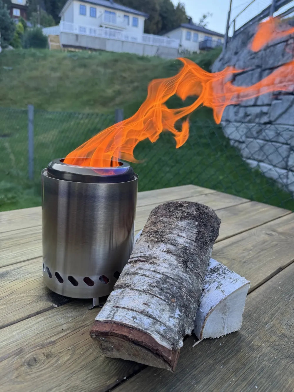 Røykfri båltønne i rustfritt stål