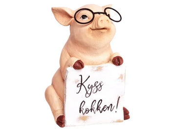 Dekorfigur Gris – Kyss Kokken (Morsom Kjøkkenpynt)