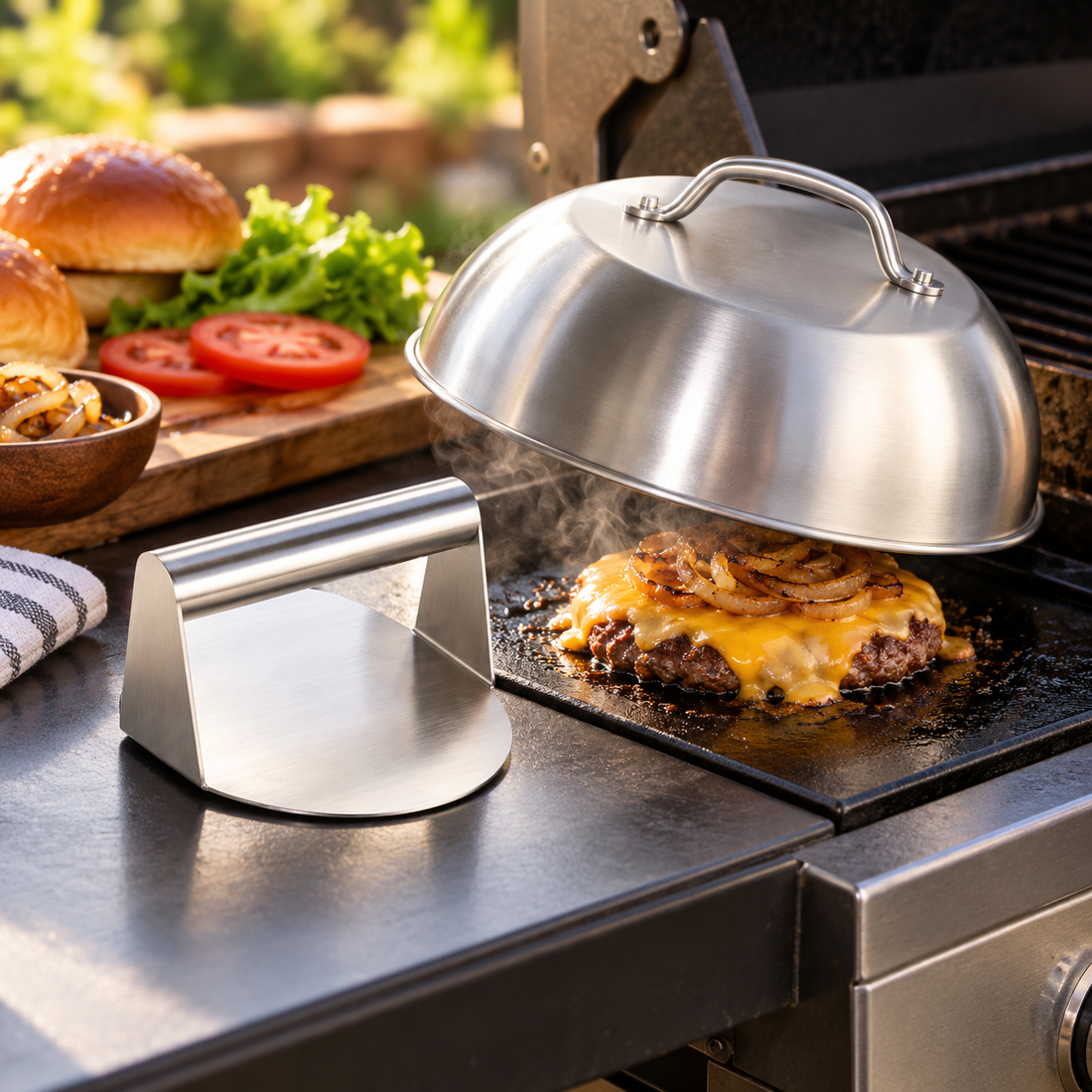 Grill og Fritid Smashburger-sett: Presse & Lokk
