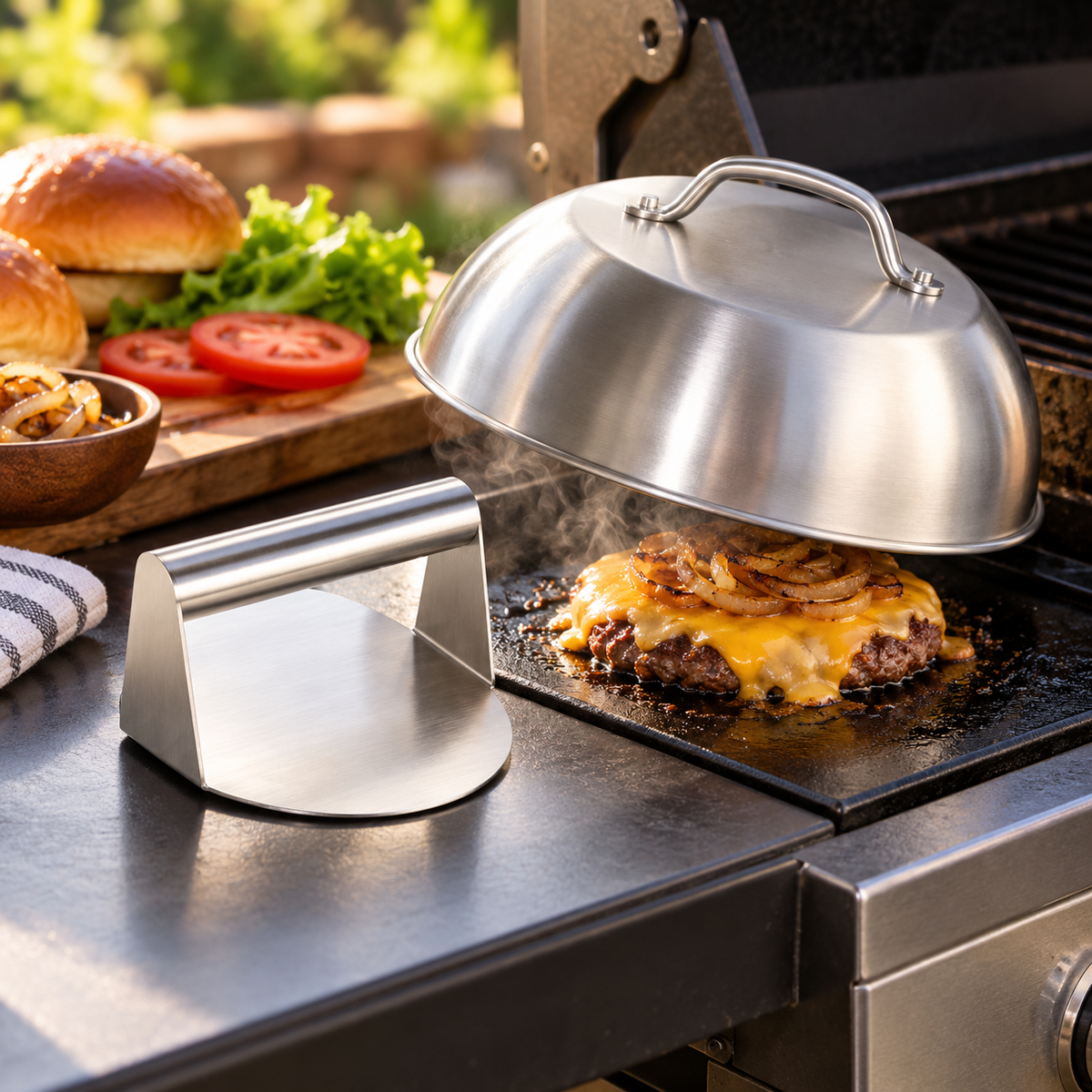 Grill og Fritid Smashburger-sett: Presse & Lokk