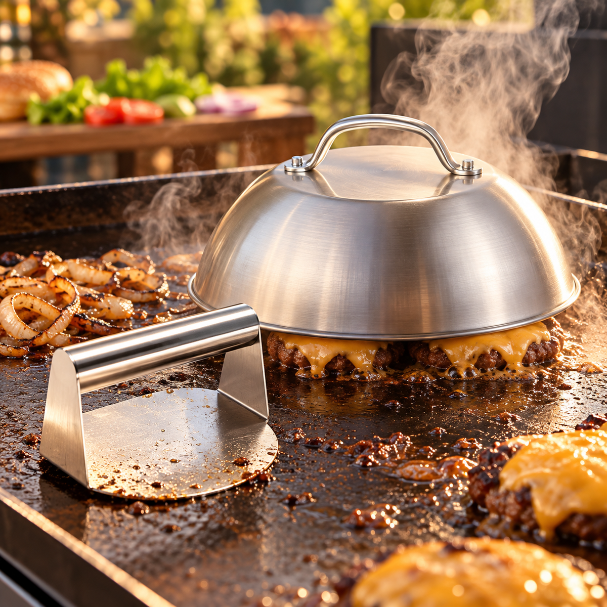 Grill og Fritid Smashburger-sett: Presse & Lokk