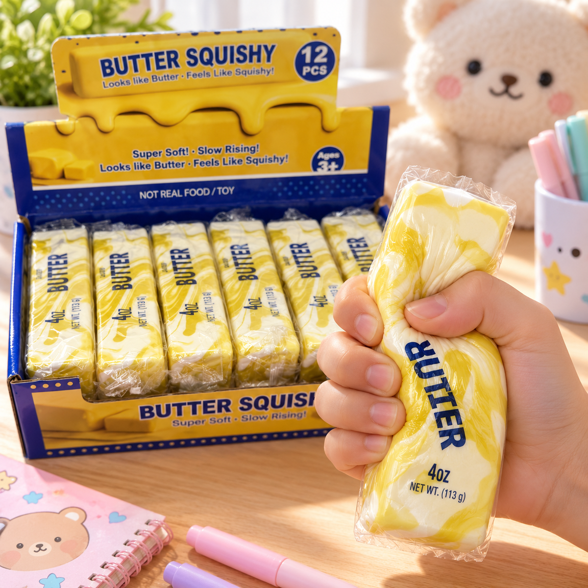Butter Squishy – Gul Smør Klemmeleke