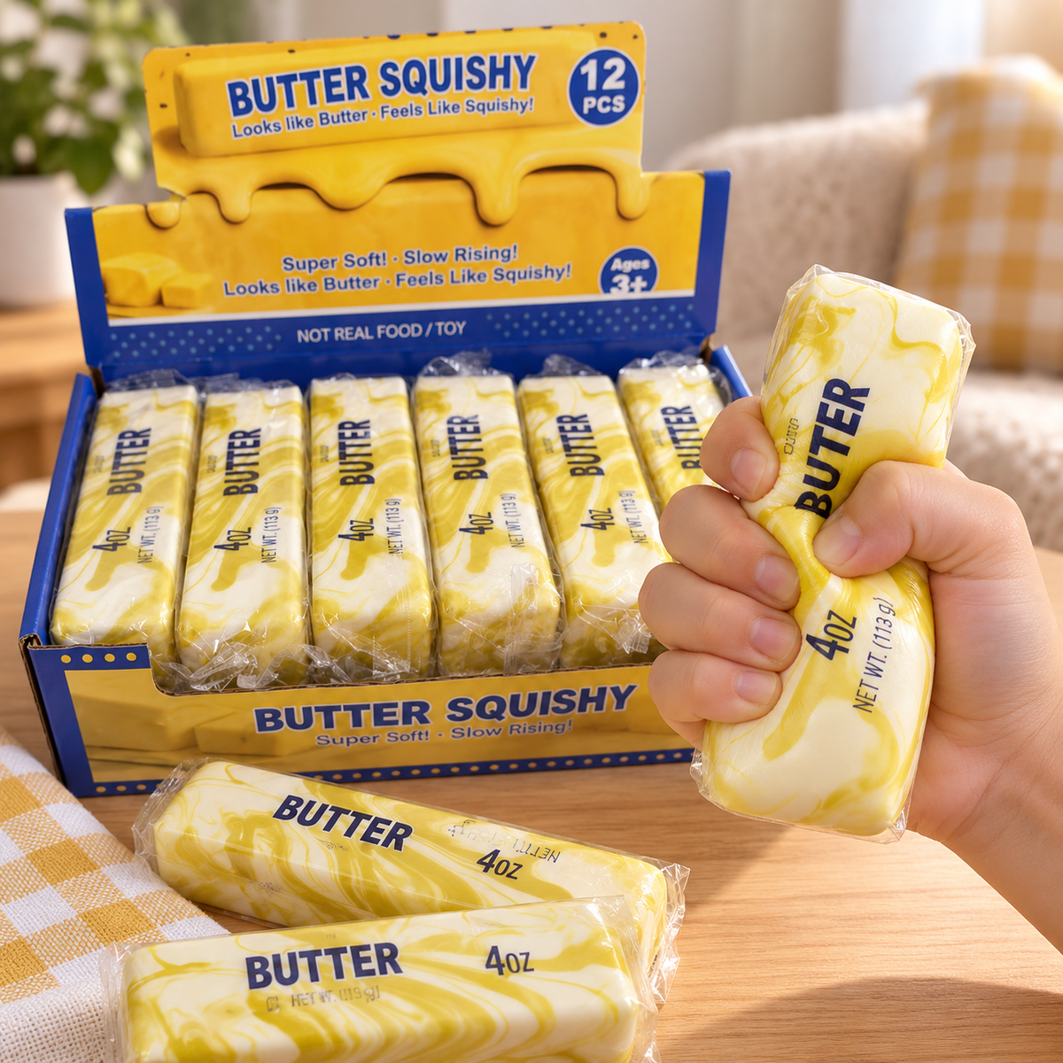 Butter Squishy – Gul Smør Klemmeleke