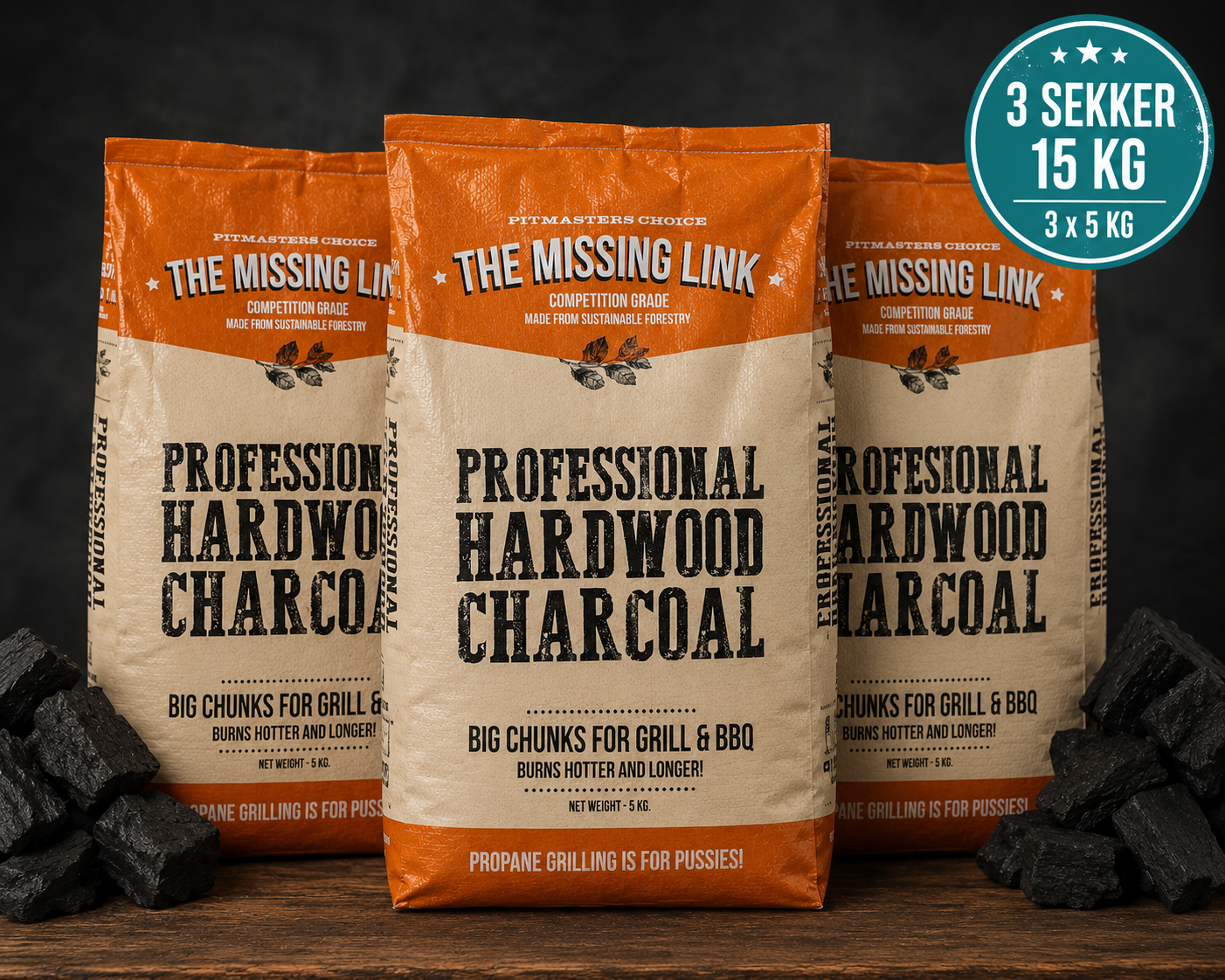 The Missing Link QBE Grillkull 15 kg Storpakke