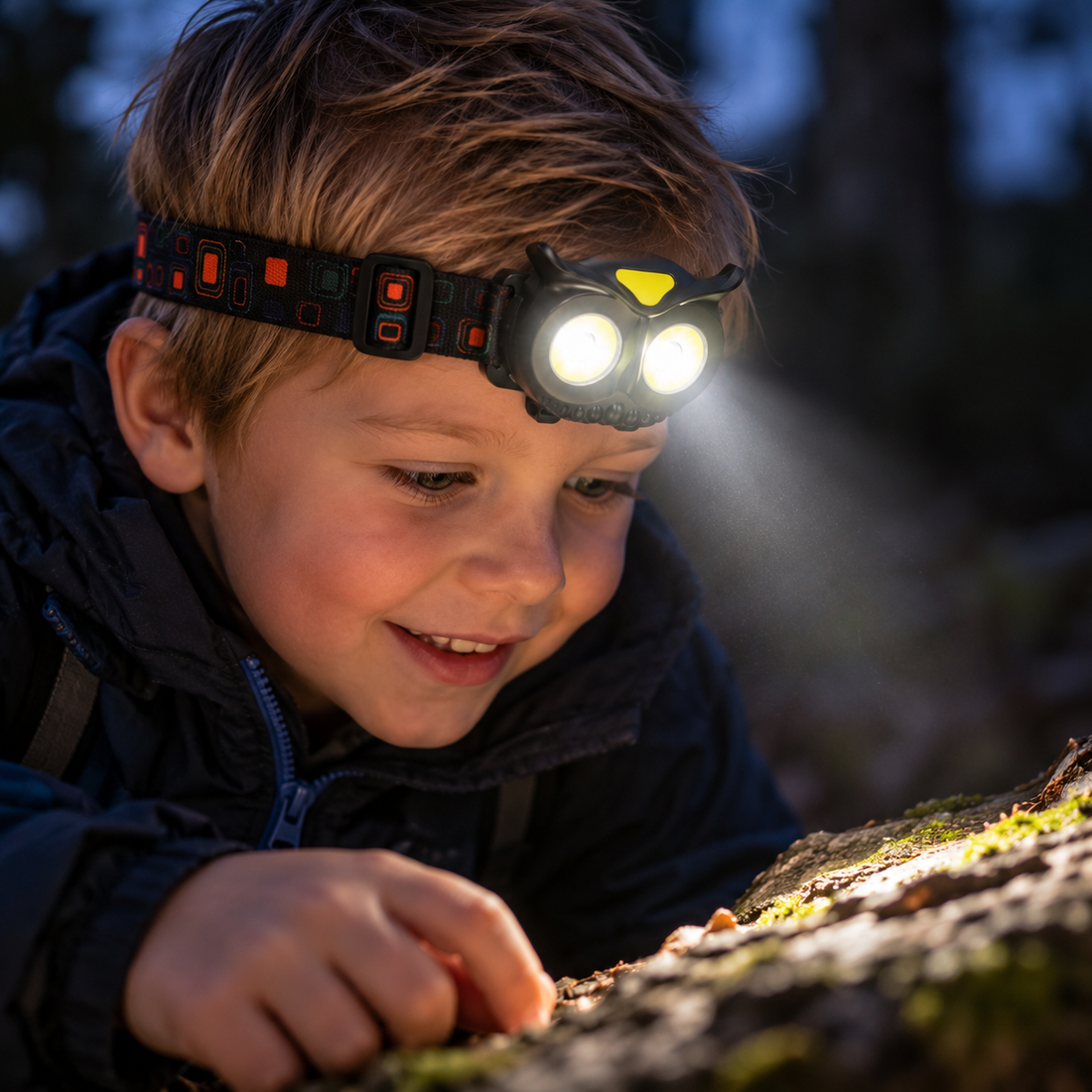 Hodelykt til barn med ugledesign – 150 lumen