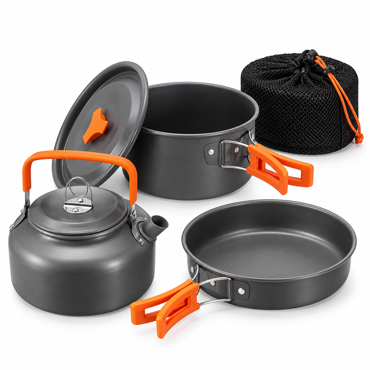 Campingkokesett 3 deler med non-stick