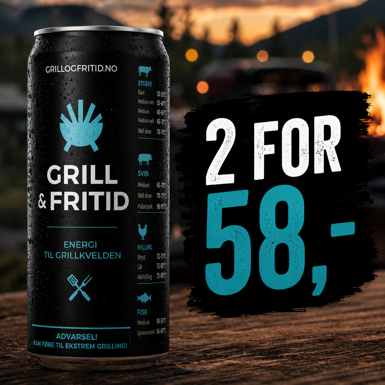 Grill & Fritid Energidrikk – Sukkerfri 250ml