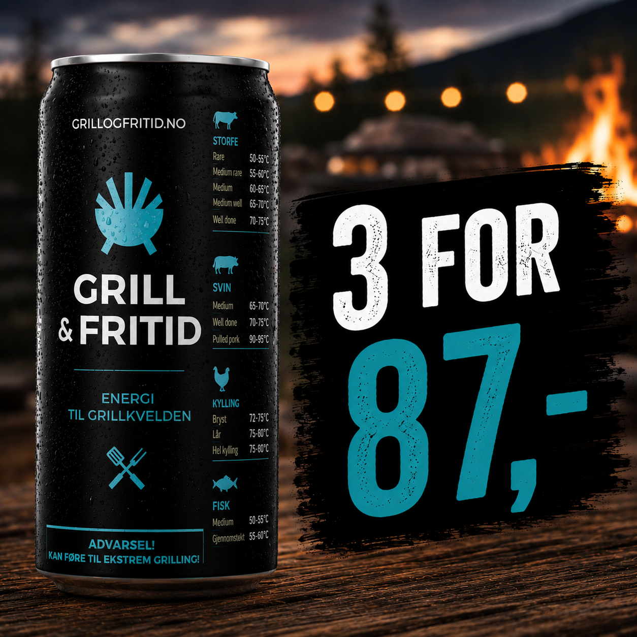 Grill & Fritid Energidrikk – Sukkerfri 250ml