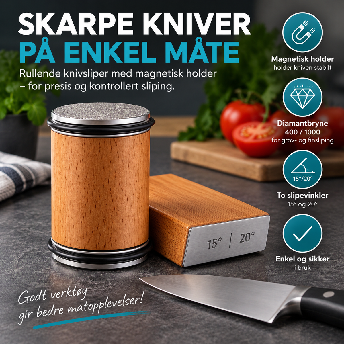Rullende knivsliper