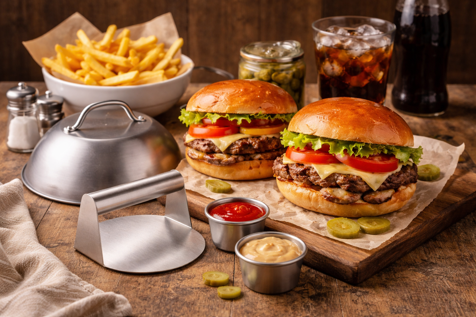 Grill og Fritid Smashburger-sett: Presse & Lokk