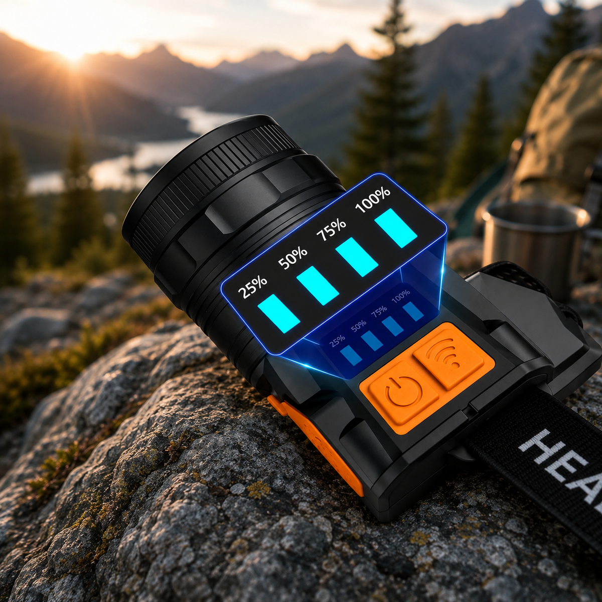 LED Hodelykt 1200 Lumen – Håndsensor, Powerbank & IP65