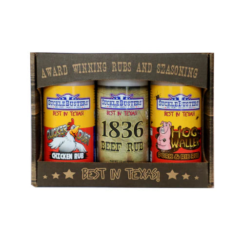 Sucklebusters BBQ Rubs Gavesett – 3 klassiske Texas-smaker