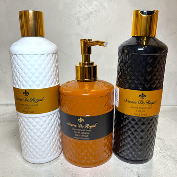 Savon De Royal Pearl Trio – håndsåpe + 2 dusjgeléer (3 x 500 ml)