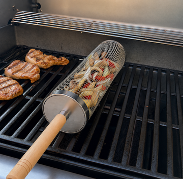 Grillkurv 30 cm med avtakbart trehåndtak