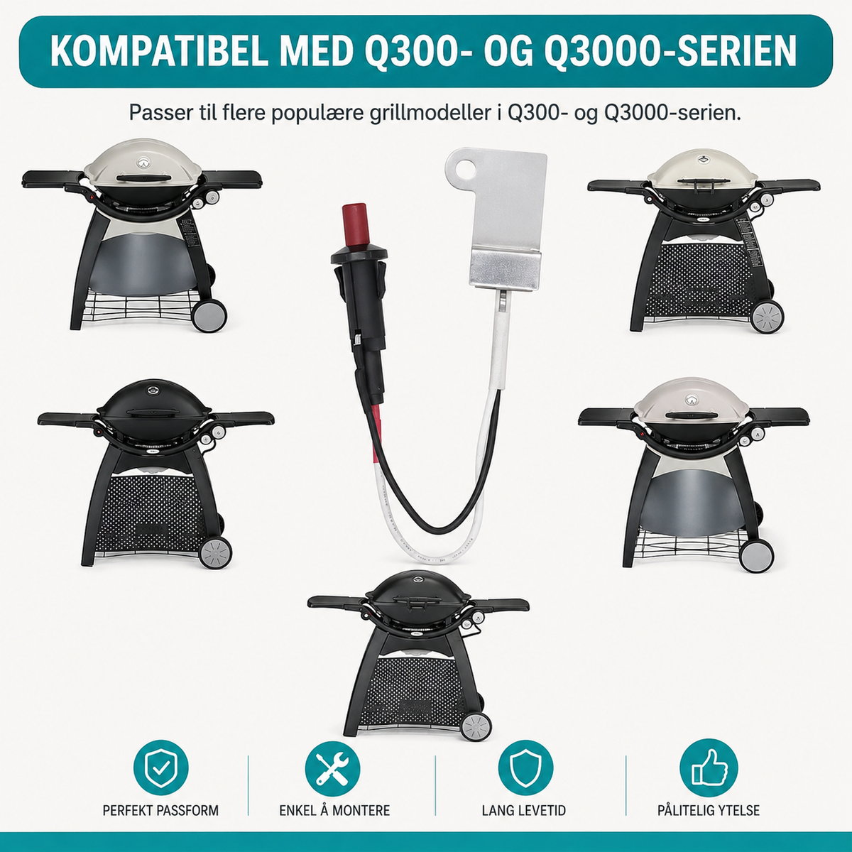 Gnisttenner til Weber gassgrill passer Q300/Q3000-serien