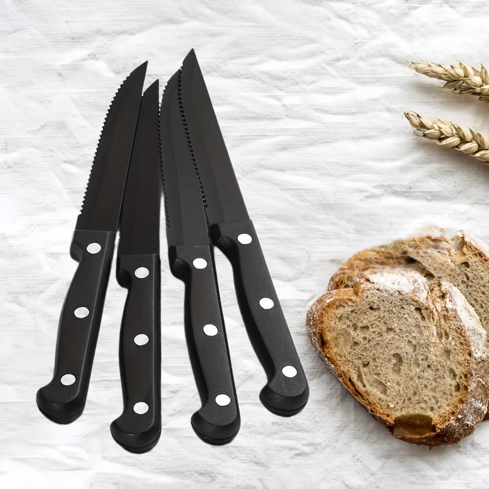 Premium biffkniver – 6 sorte kniver i rustfritt stål