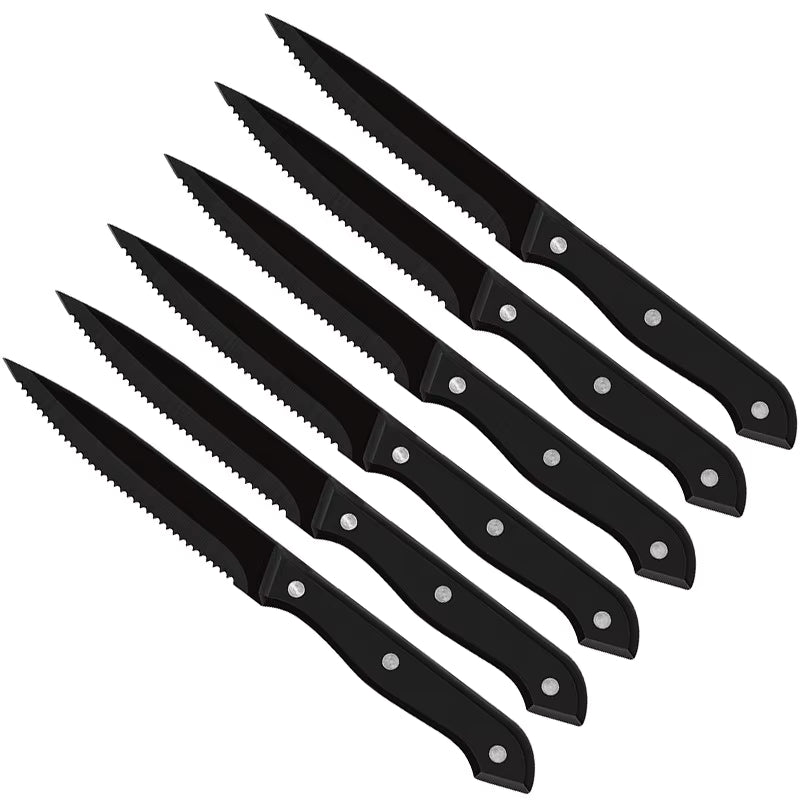 Premium biffkniver – 6 sorte kniver i rustfritt stål