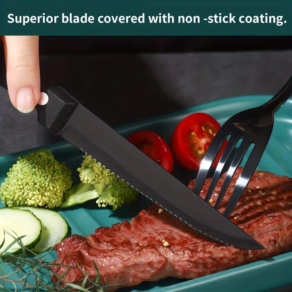 Premium biffkniver – 6 sorte kniver i rustfritt stål