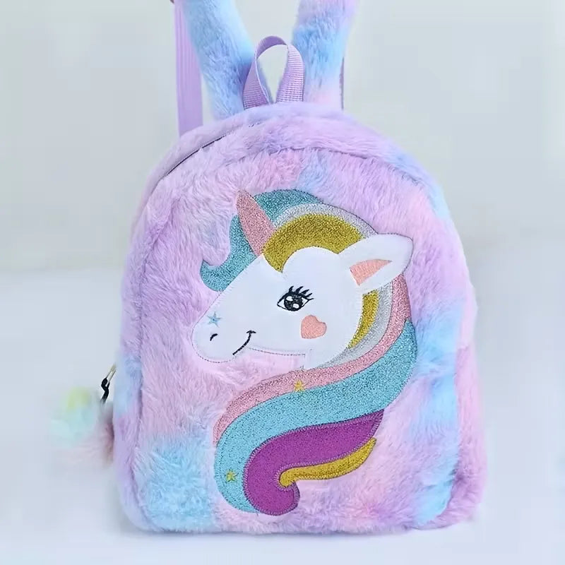 Myk Enhjørningsekk i Plysj – Lilla og Blå Pastell