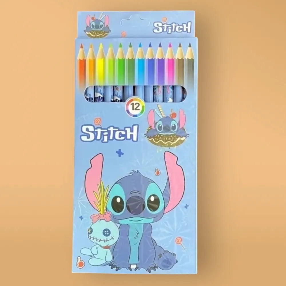 Stitch Fargeblyanter – 12 stk fargerik tegneglede for barn