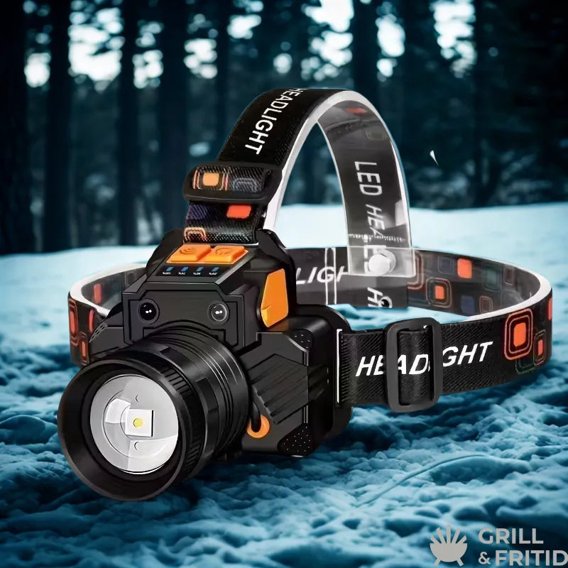 LED Hodelykt 1200 Lumen – Powerbank, IP65 og Fokuslys