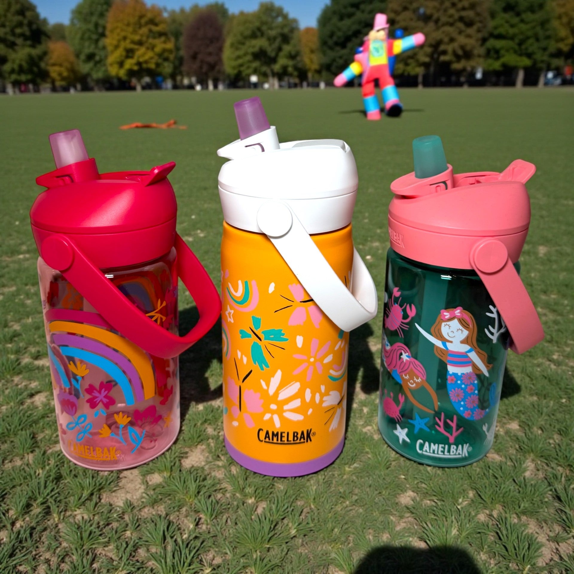 Camelbak Drikkeflasker Barn 3-pk – Stål & Plast (Regnbue, Butterfly, Havfrue)