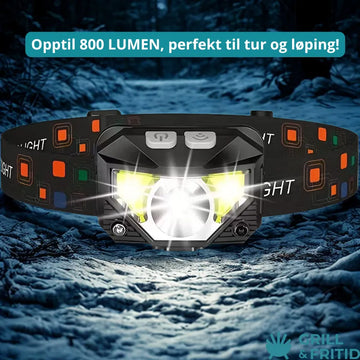LED-hodelykt – Oppladbar hodelykt med rødt markeringslys | 800 lumen