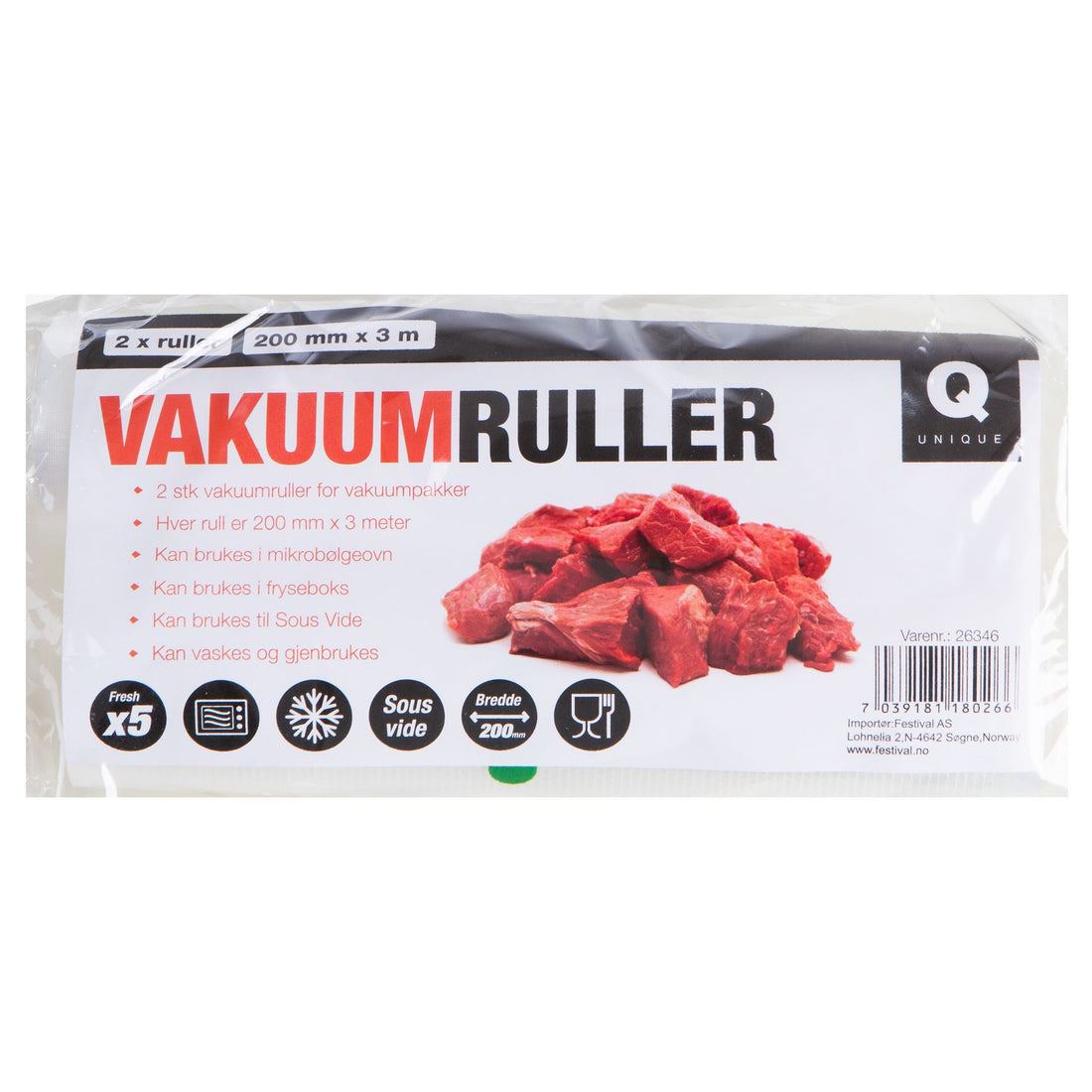 Vakuumposer på rull – 2 stk (20 cm x 3 m)