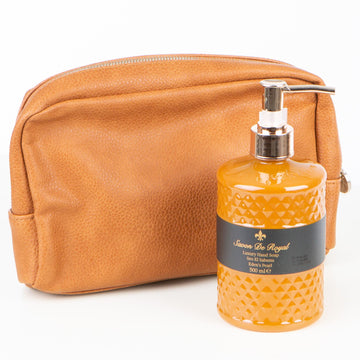 Savon De Royal Gavesett – Brun Toalettveske med Premium Håndsåpe