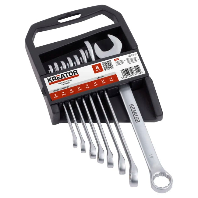 Fastnøkkelsett – kombi 8–19 mm (8 deler)
