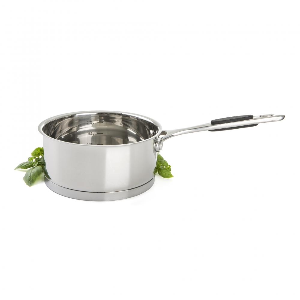 Kjeleserie i rustfritt stål 1,0 l – klassisk design med glasslokk, induksjon og jevn varmefordeling