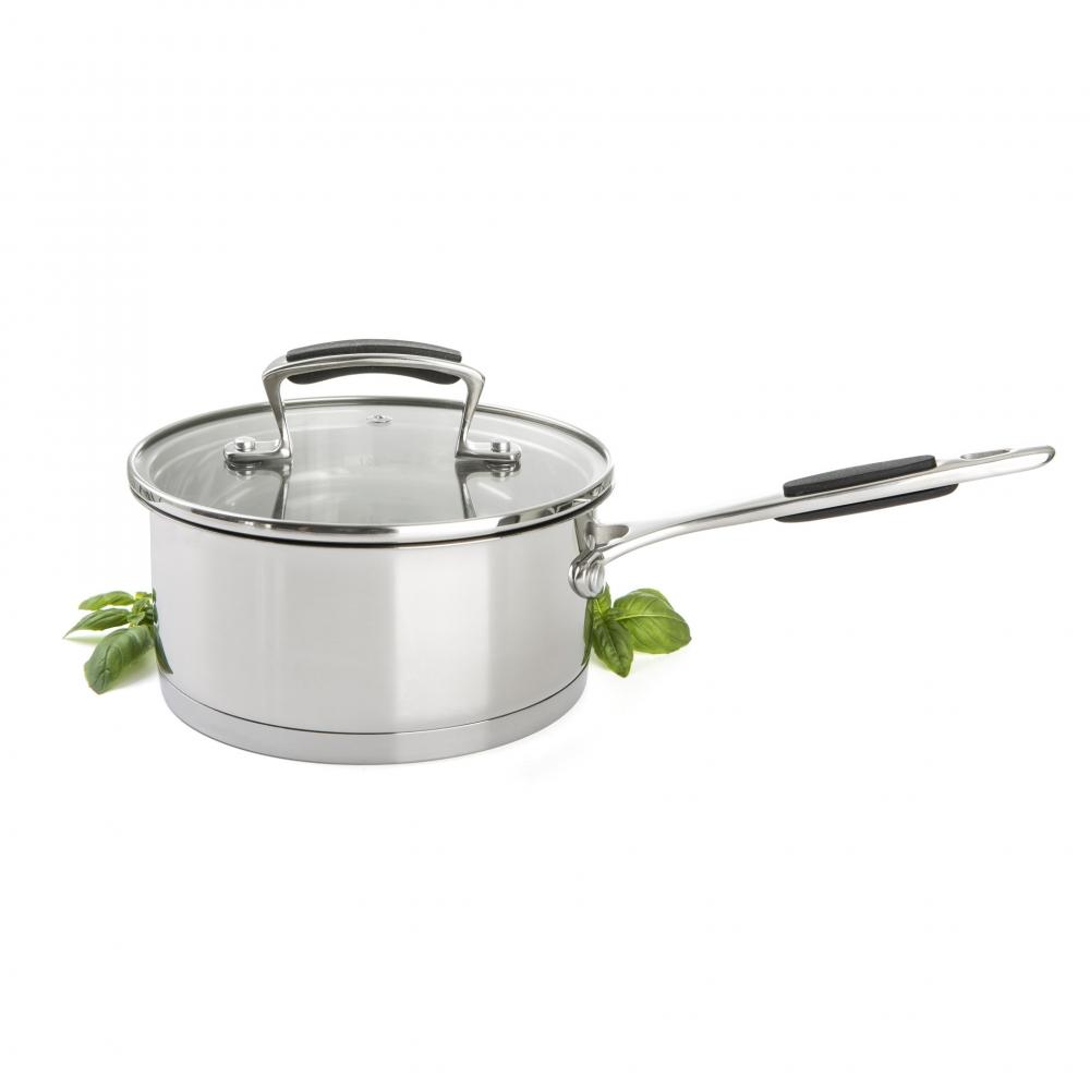 Kjele i rustfritt stål 1,5 l – robust design med glasslokk, induksjon og jevn varmefordeling