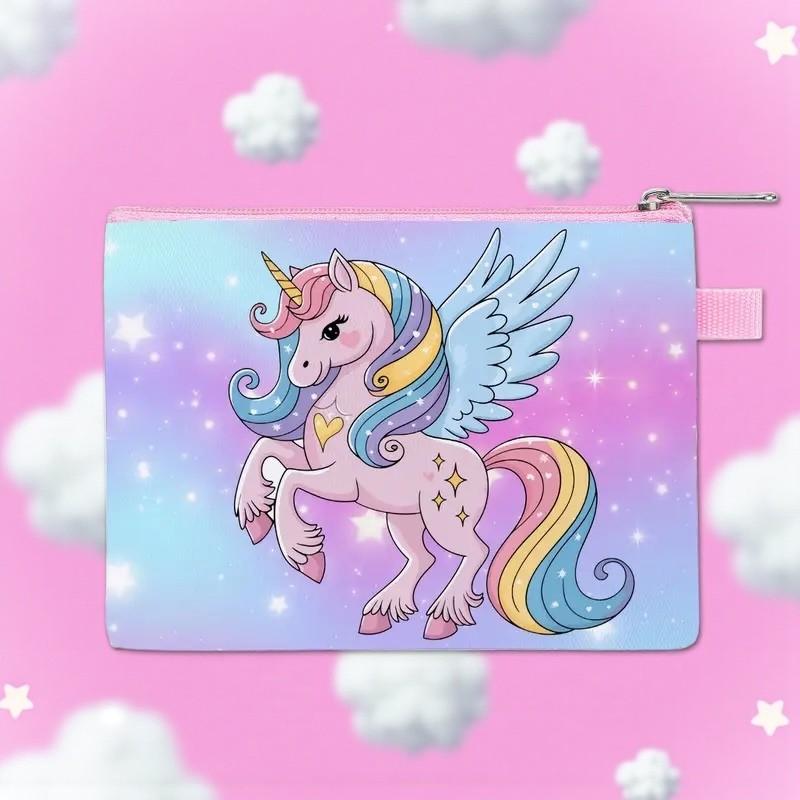 Enhjørning lommebok for barn – med glidelås og pastellfarger