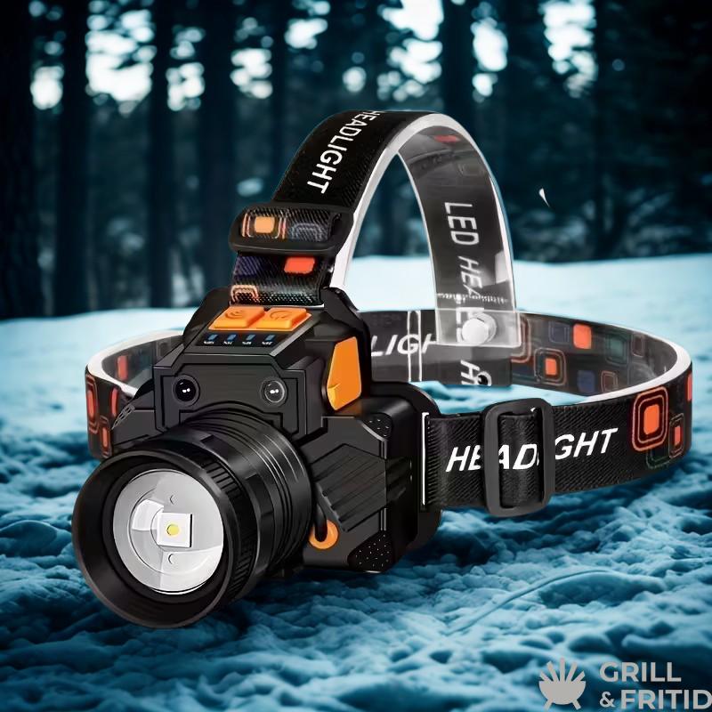 LED Hodelykt 1200 Lumen – Powerbank, IP65 og Fokuslys