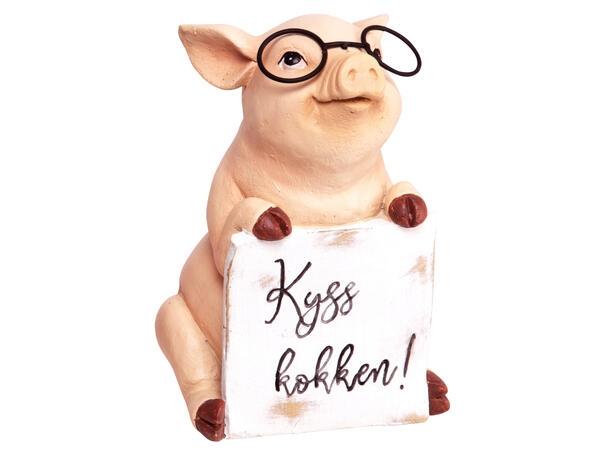 Dekorfigur Gris – Kyss Kokken (Morsom Kjøkkenpynt)