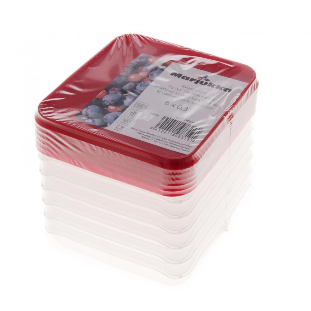 Oppbevaringsbokser 6 pk – små bokser med lokk 0,3 L for kjøkken og oppbevaring