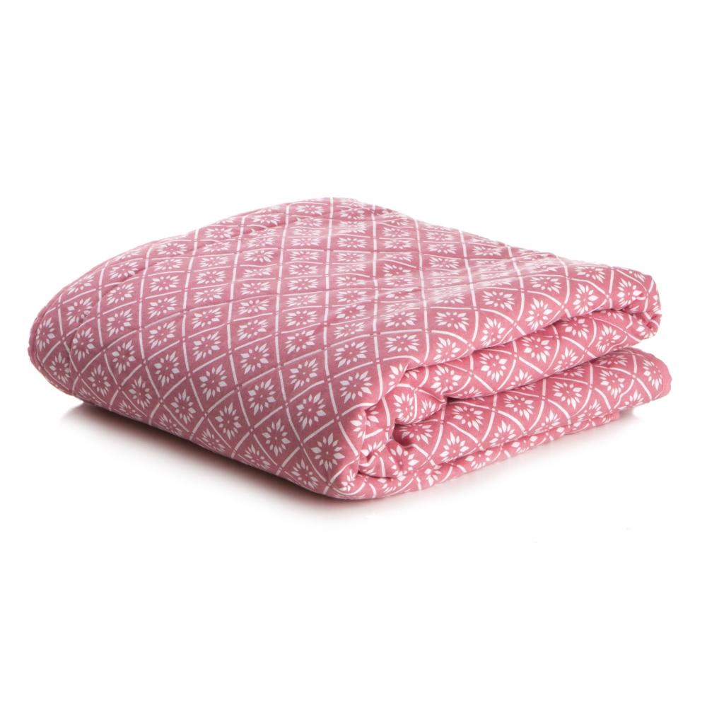 Quiltet pledd Songvaar rosa 150 x 150 cm