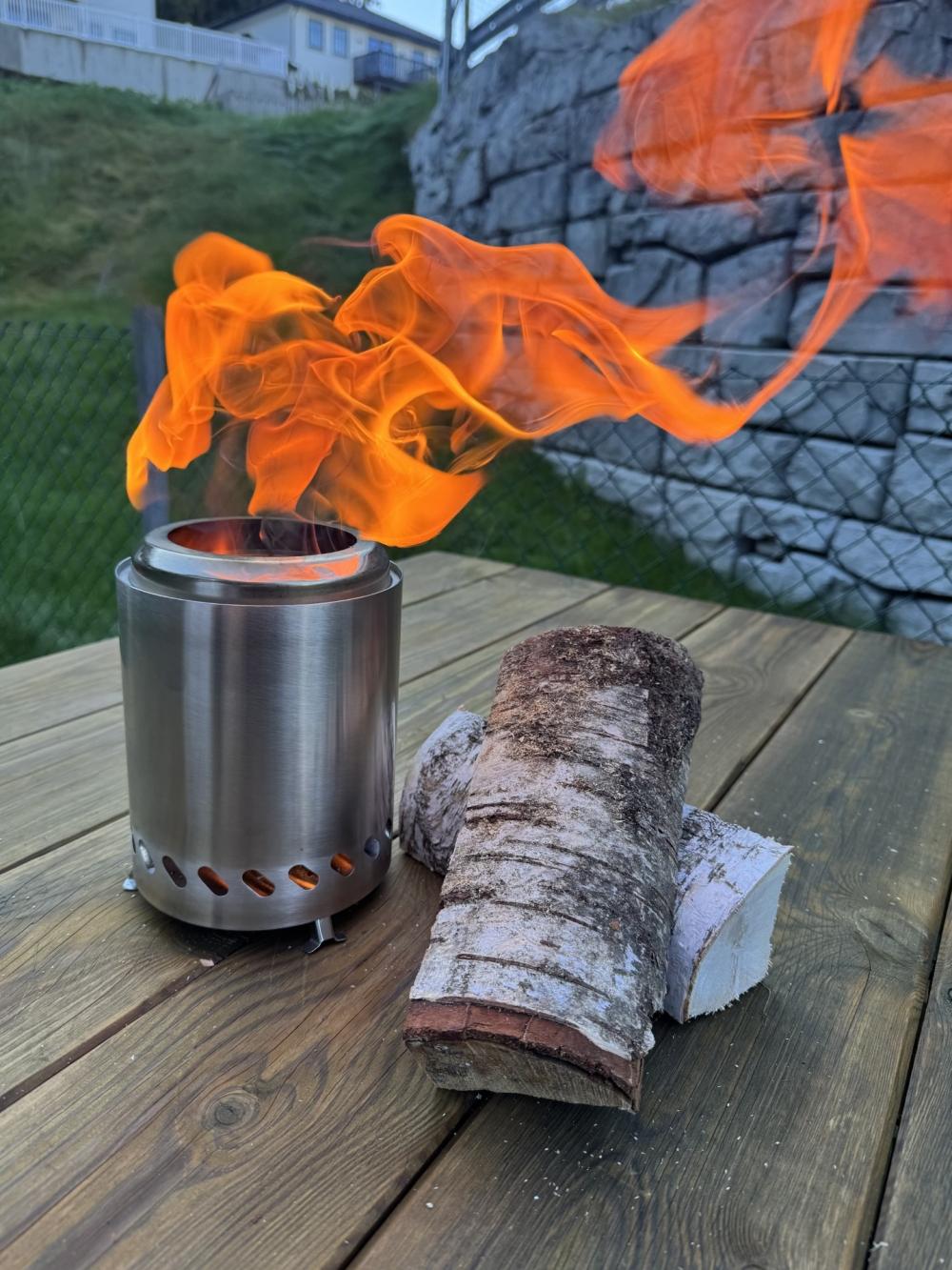 Røykfri båltønne i rustfritt stål